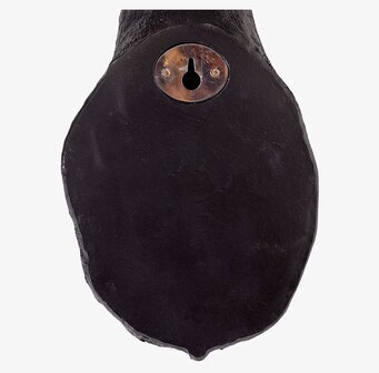 Foto av dekorativ trofé med hjorthuvud och väggfäste