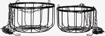 Bild av två svarta hängande metallkorgar för hemmet