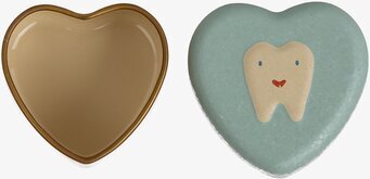 Bild av hjärtformad mintfärgad plåtburk för tänder