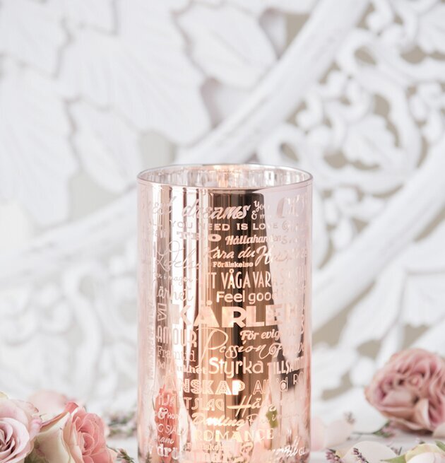 Love Rosé Hög - Majas Cottage, elegant roséfärgad ljuslykta