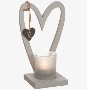 Foto av stilren träljushållare i hjärtform för julen