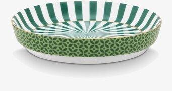 Bild av elegant och färgglatt fat med grönt mönster