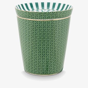 Bild av elegant mugg med grönt geometriskt mönster