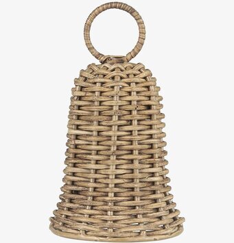 Foto av flätad klocka i naturligt rottingmaterial