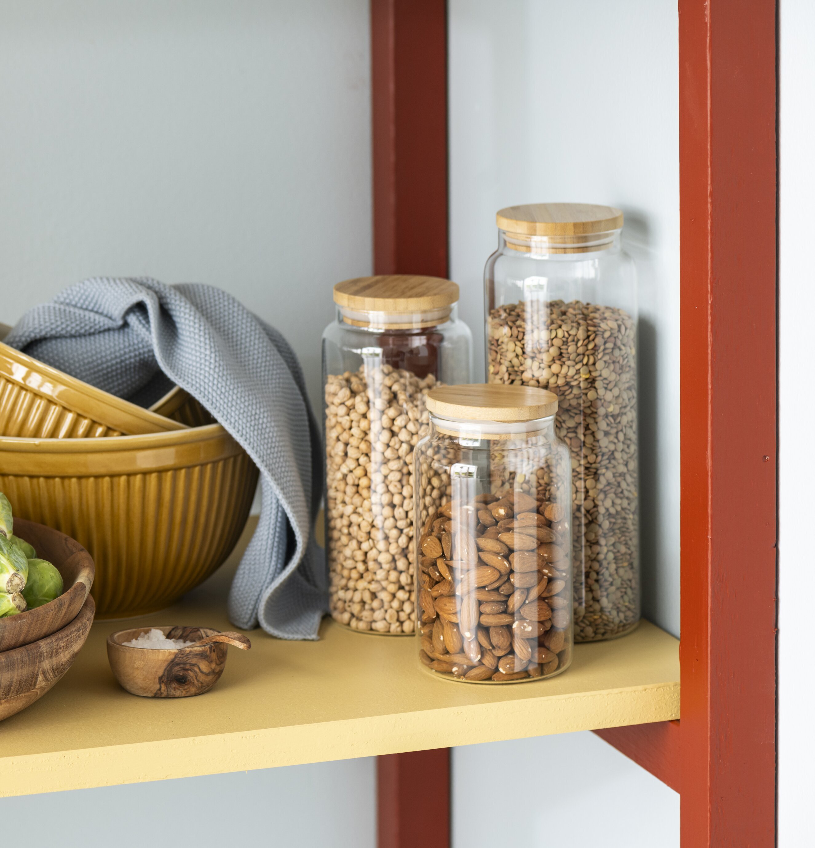 Glasburk Bambu Stor från IB Laursen fylld med torrvaror