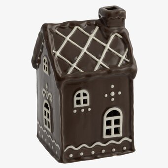 Bild av charmig ljuslykta i form av pepparkakshus