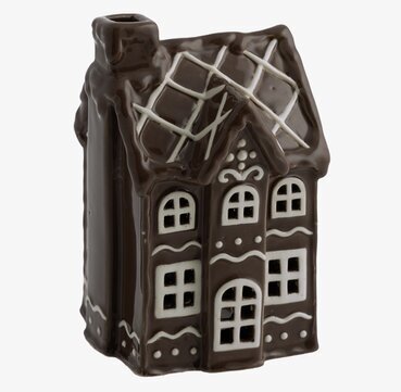 Bild av charmig pepparkakshusljuslykta för julstämning