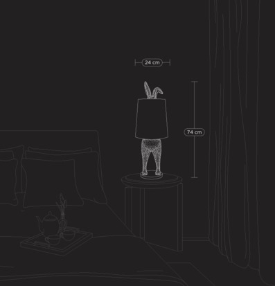 Bild på elegant bordslampa med kaninformad bas