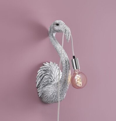 Bild av iögonfallande flamingo vägglampa i silver