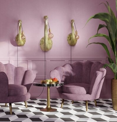 Bild av harmonisk inredning med pastell och geometri