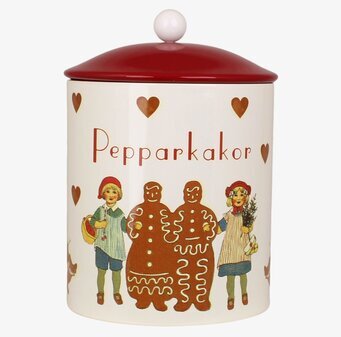 Bild av nostalgisk plåtburk med pepparkaksdesign
