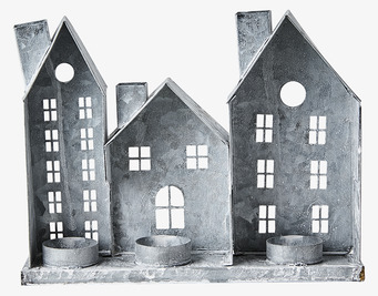 Bild av dekorativ ljuslykta med stadssiluett-design