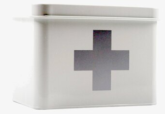 Bild av vit medicinlåda för praktisk förvaring hemma