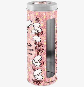 Bild av elegant plåtburk för bomullspads i rosa ton