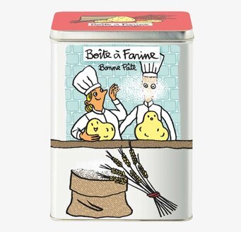 Bild av dekorativ plåtburk för mjölförvaring