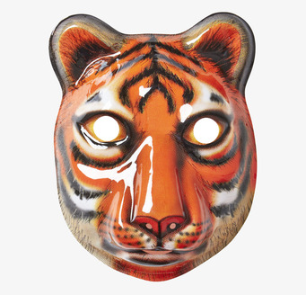 Bild av livfull tigerinspirerad mask med detaljerad design