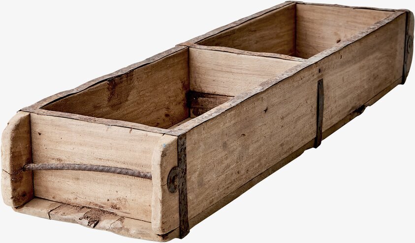 Tegelstensform - Trälåda från Affari med metallbeslag