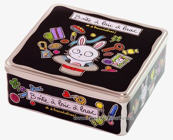 Bild: Fyrkantig plåtburk med magisk design och färger