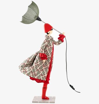 Foto av unik bordslampa med blommönster och paraply