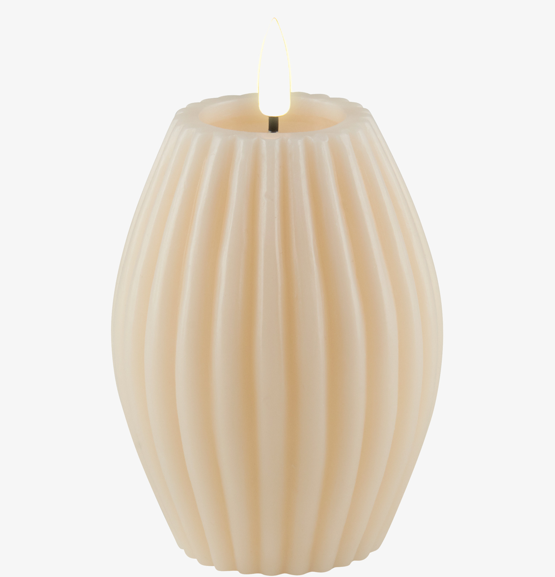 Stripe Candle Cream 10cm från Deluxe Homeart med ribbad design