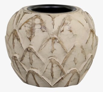 Bild av antik creme ljuslykta med kronärtskockemönster