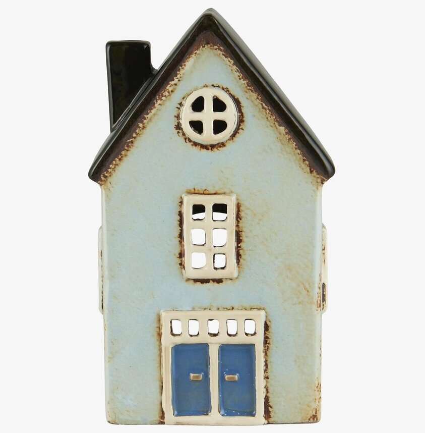 Ljuslykta Nyhavn Ljusblå från IB Laursen, keramik, husform