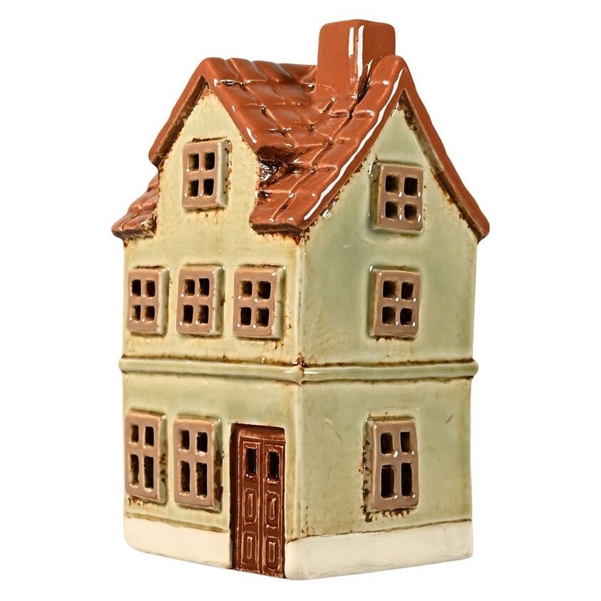 Ljuslykta Hus Grön 16cm från Det Gamle Apotek, keramik