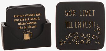 Bild på stilrena och humoristiska glasunderlägg