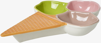 Bild av färgglatt serveringsfat formad som glassstrut