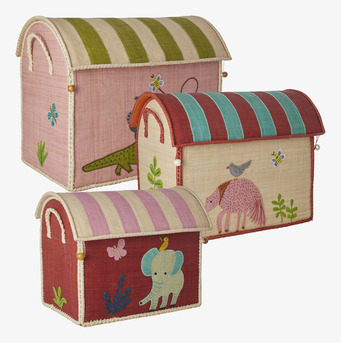 Bild av tre djungeltemade förvaringskorgar för barn