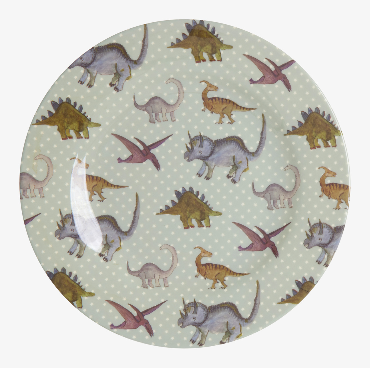 Barntallrik New Dino Print från Rice med dinosauriemönster