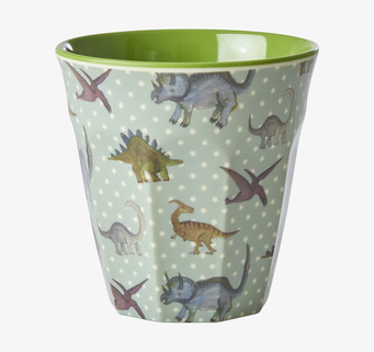 Bild på färgglad mugg med dinosauriemotiv