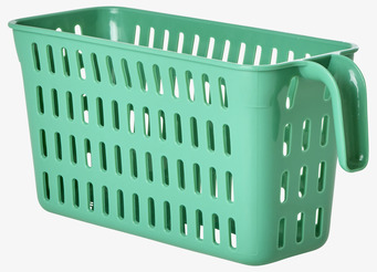 Foto av grön plastlåda med praktisk förvaringsdesign