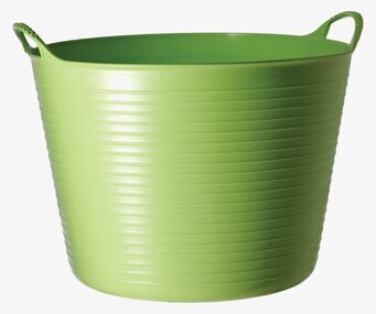 Bild av grön förvaringshink med handtag och räfflor