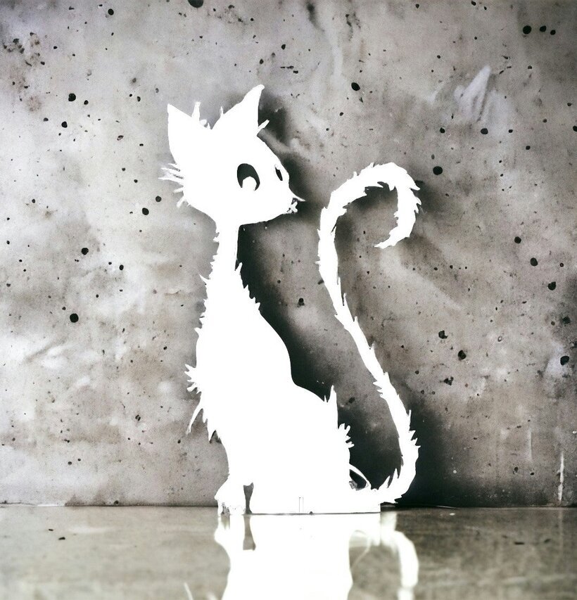 #ÄlskaPlåt Katt Vit från Älskaplåt mot betongvägg