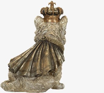 Bild av skulptur: lejonunge med krona och mantel