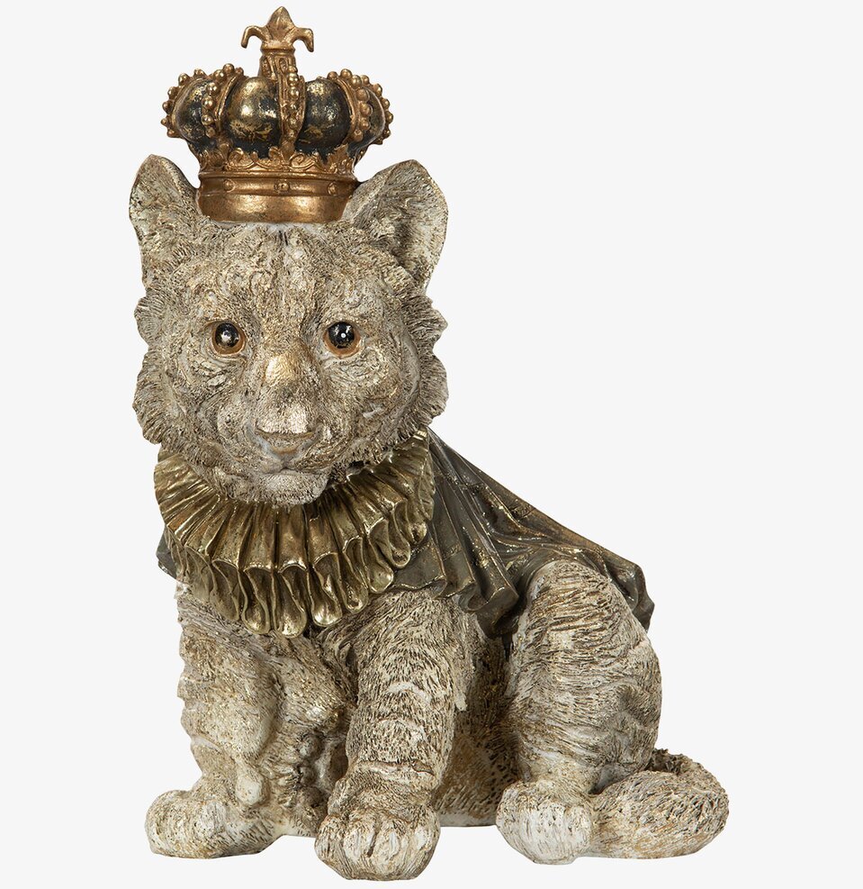 Bild av lejonunge med krona och elegant krage