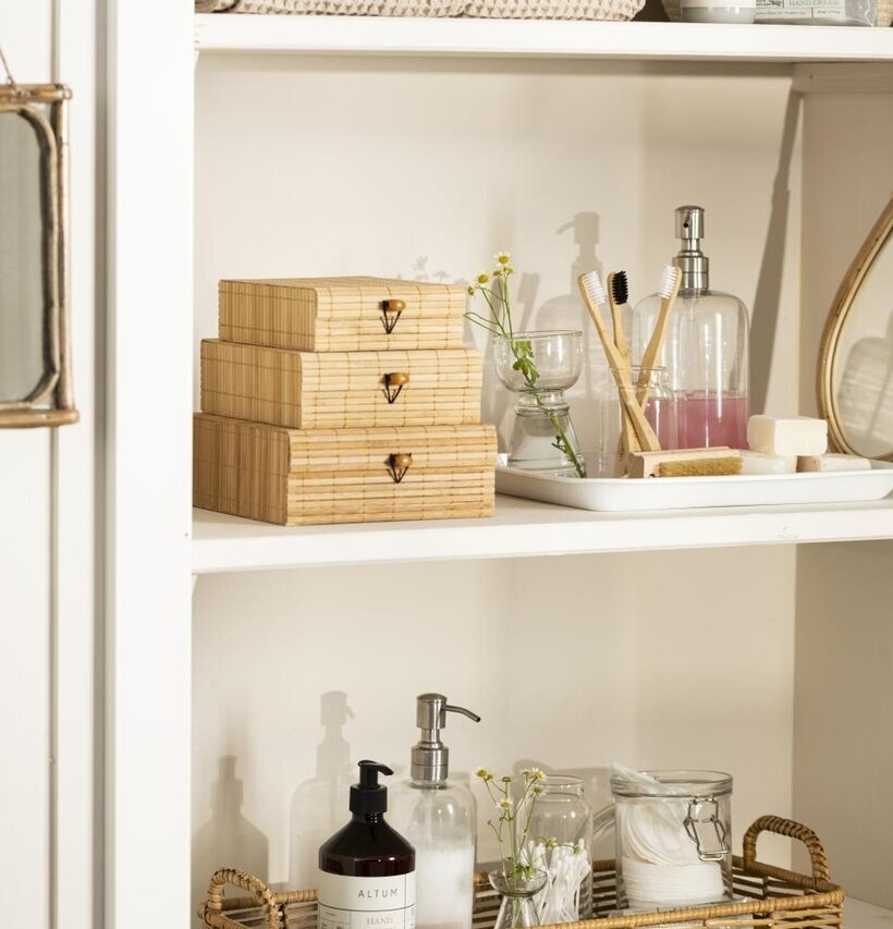 Förvaringslåda Bambu Set/3 Natur från IB Laursen på hylla