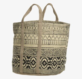 Bild av stilfull förvaringskorg i jute med mönster