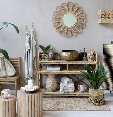 Bild av harmonisk interiör med naturlig bohemisk känsla