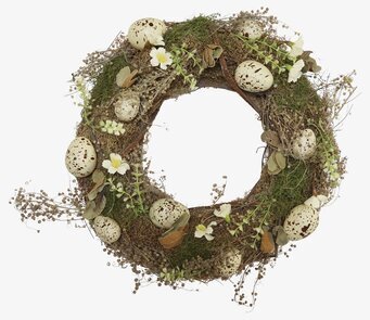 Bild av dekorationskrans med naturlig och jordnära stil