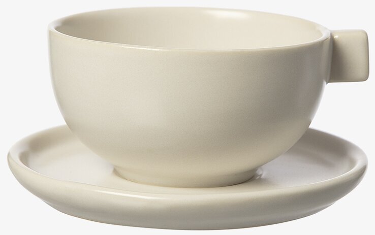 Tekopp Med Fat Vit Sand - Ernst, minimalistisk design