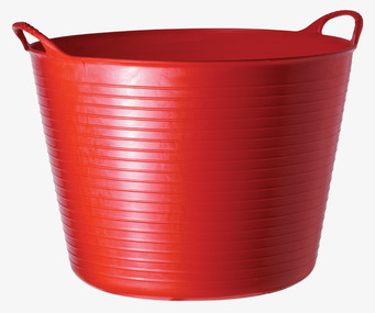 Bild av livfull röd förvaringshink med praktisk design