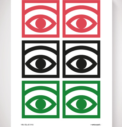 Bild av konstnärlig affisch med ögondesign från 1956