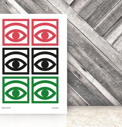 Bild av affisch med grafisk design och färgglada ögon