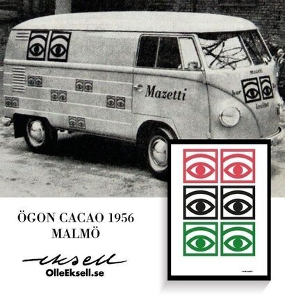 Skåpbil med Ögon Cacao Färg av Olle Eksell i stadsmiljö