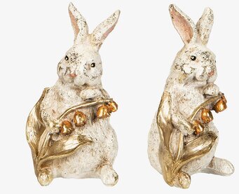 Bild av charmiga kaninfigurer med liljekonvaljdetaljer