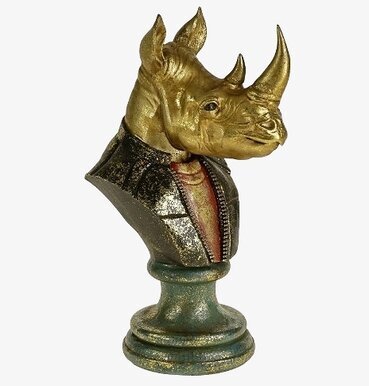 Bild av detaljrik noshörningsbyst med modern design