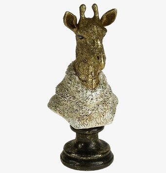 Bild av dekorativ giraffbyst i guld och vit design