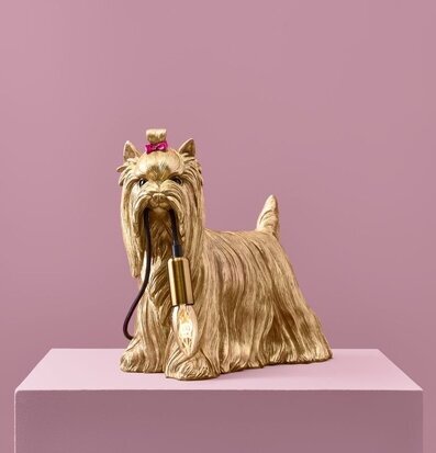 Bild av unik bordslampa i form av en gyllene hund